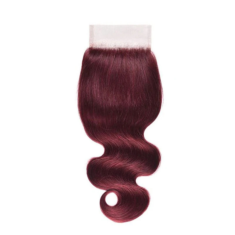 30 Inches Burgundy 99J Body Wave Bundles Colored Wine Human Hair Bundles 4x4 Closure Brazilian Remy Virgin Hair Weave Extensions
