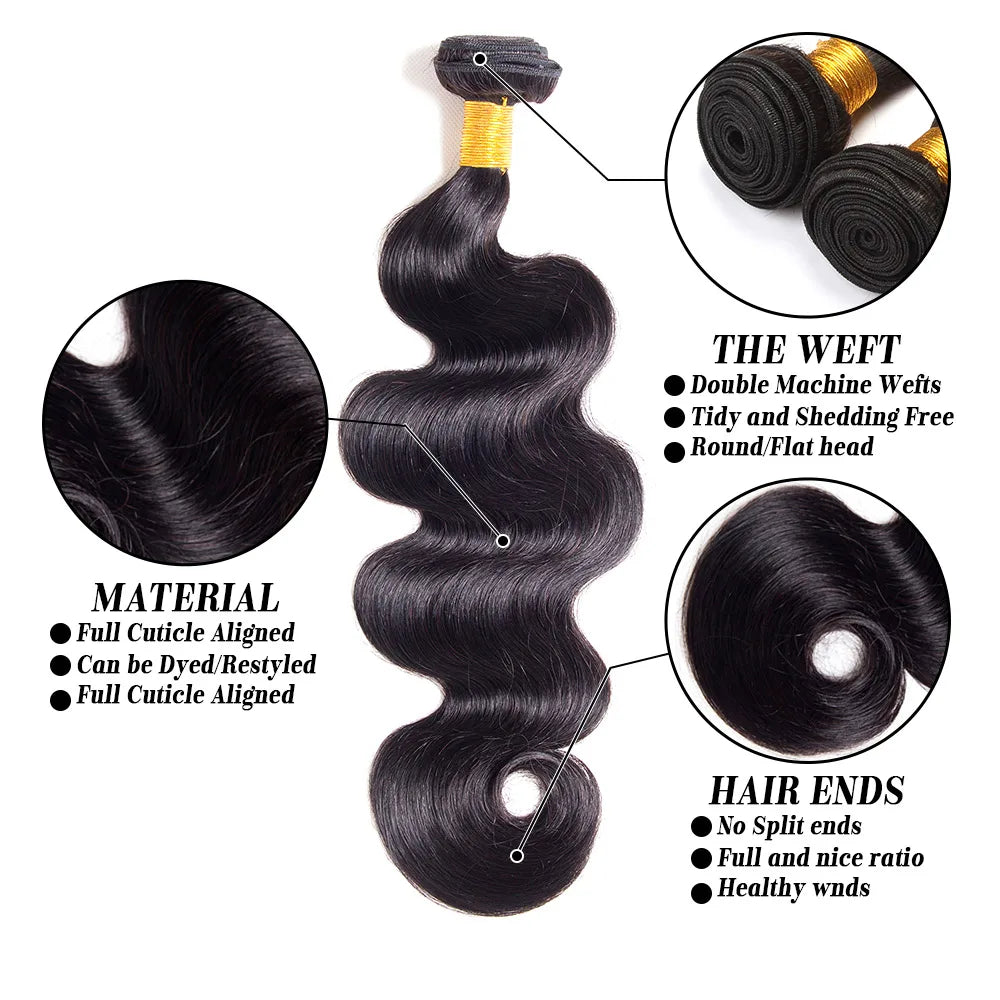 Wholesale 100% Mink Remy Human Hair Bundles with Closure Set Brazilian 30 Inch Body Wave Ready to Ship Hair Weaving Extension