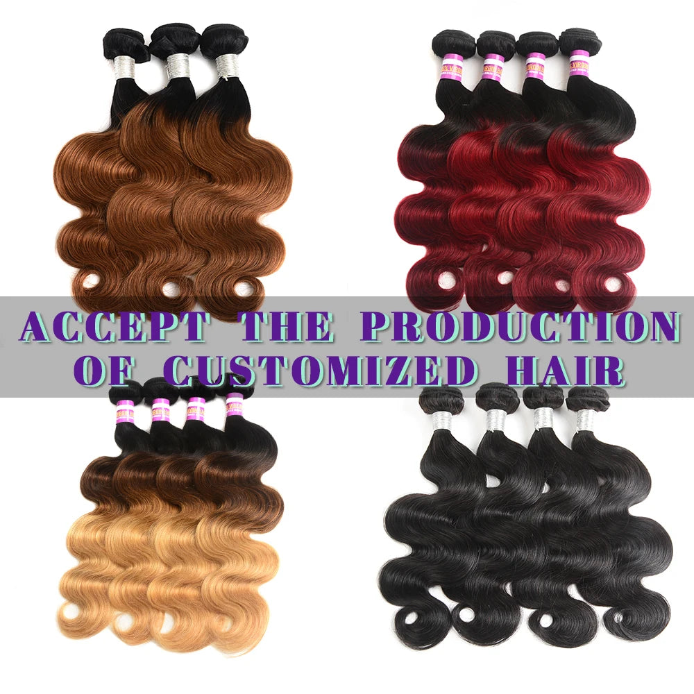 Drop Shipping 100% Human Hair Bundles with Closure 4/27 Ombre Color Bone Straight Virgin Human Hair with Closure