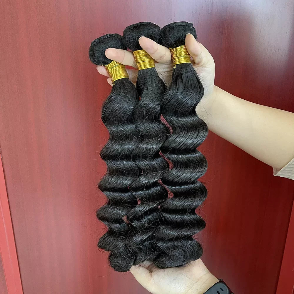 Human Hair Wave Bundles,Loose Deep Curly Body Wave Virgin Hair Hair Extension 100% Raw Virgin Brazilian 3 Pieces 8~30 Inch 10A
