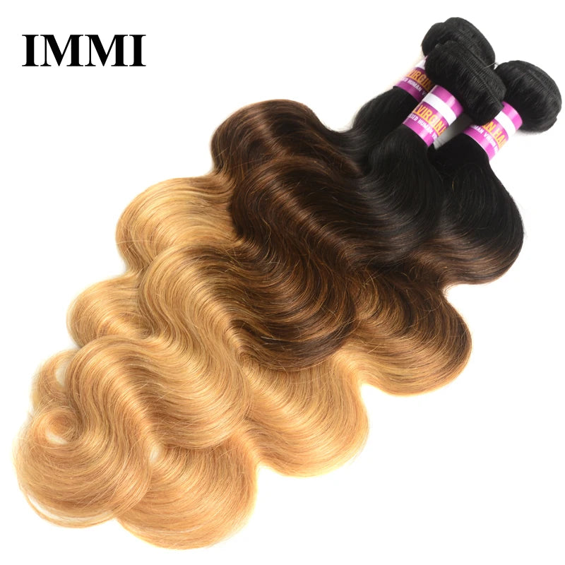 Drop Shipping 100% Human Hair Bundles with Closure 4/27 Ombre Color Bone Straight Virgin Human Hair with Closure