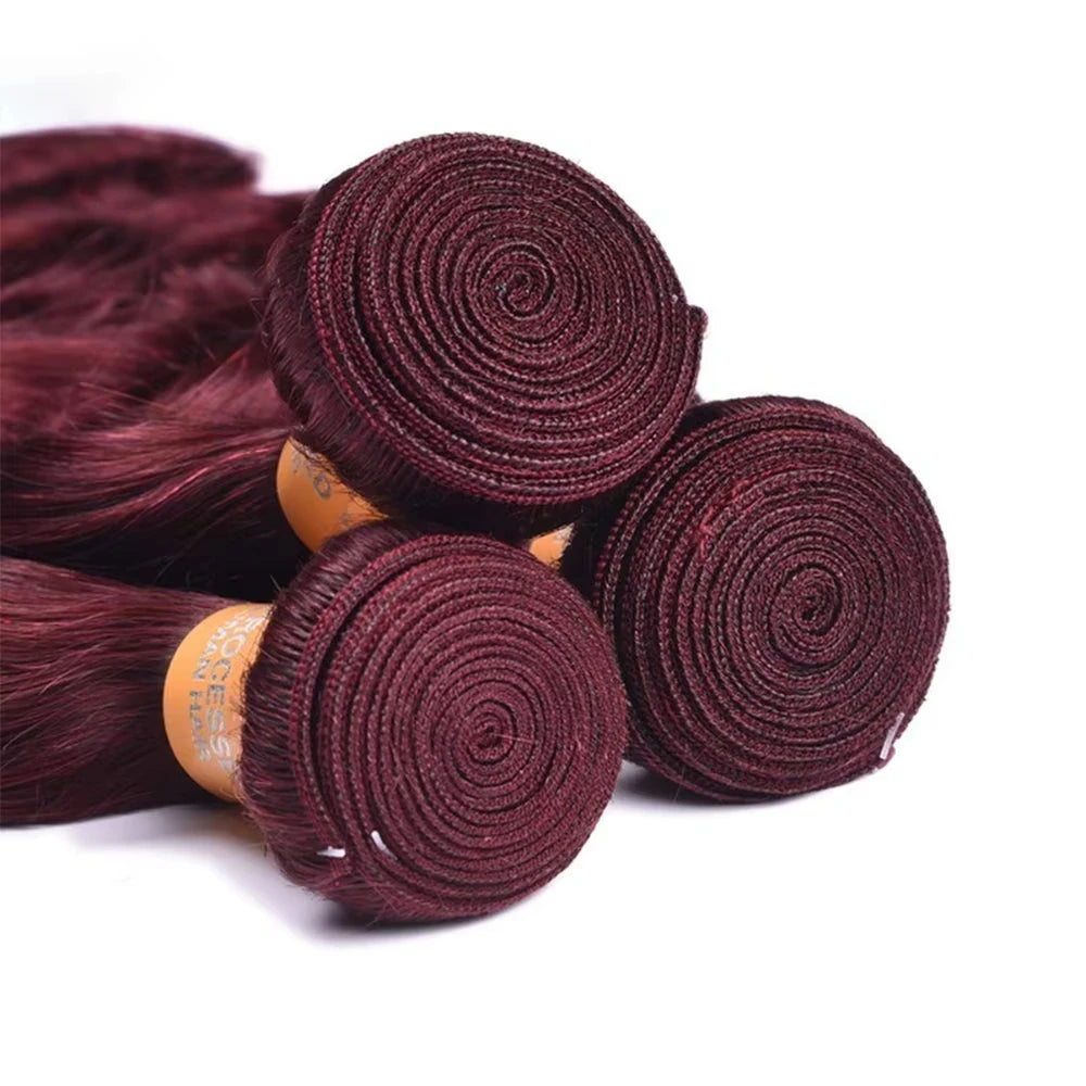 16A Burgundy 99j Body Wave Bundles Red Colored Human Hair Bundles 1/3/4 PCS Brazilian Virgin Hair Weave Extension For Women