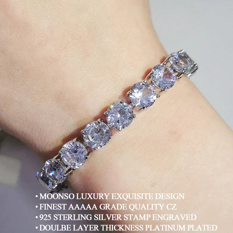 Luxury 8mm Round CZ silver color on hand Tennis Bracelet & Bangles For Women Jewelry Wedding Valentine's Day Gift S7217