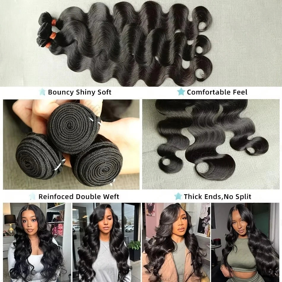 30 Inch Body Wave Bundles Human Hair 12A Brazilian Virgin Raw Hair Bundles 100% Human Hair Unprocessed Extensions Bundles Deals