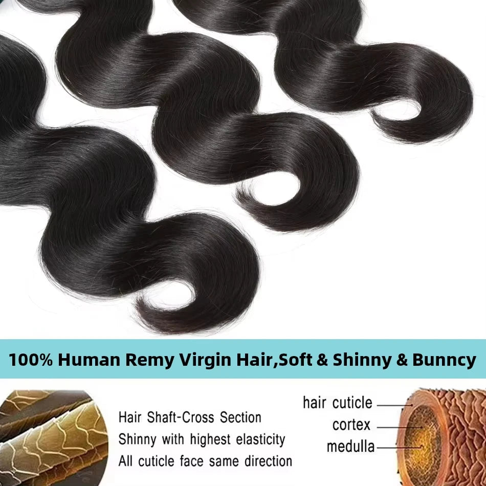30 Inch Body Wave Bundles Human Hair 12A Brazilian Virgin Raw Hair Bundles 100% Human Hair Unprocessed Extensions Bundles Deals