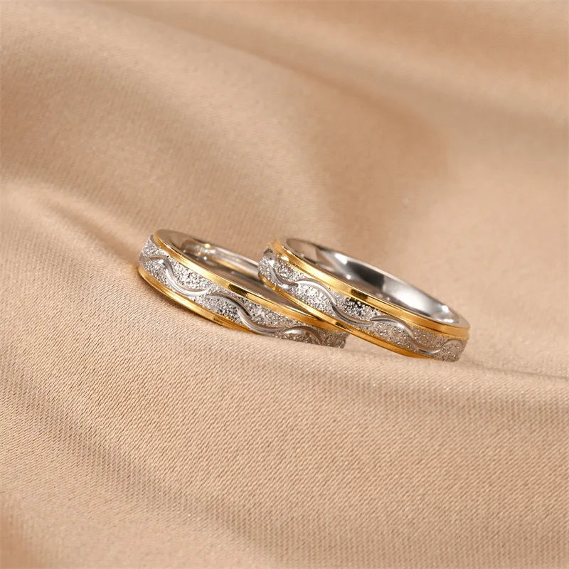 Hot Selling Stainless Steel Frosted Couple Rings For Women Men Jewelry Valentine's day Gifts Size 5-13