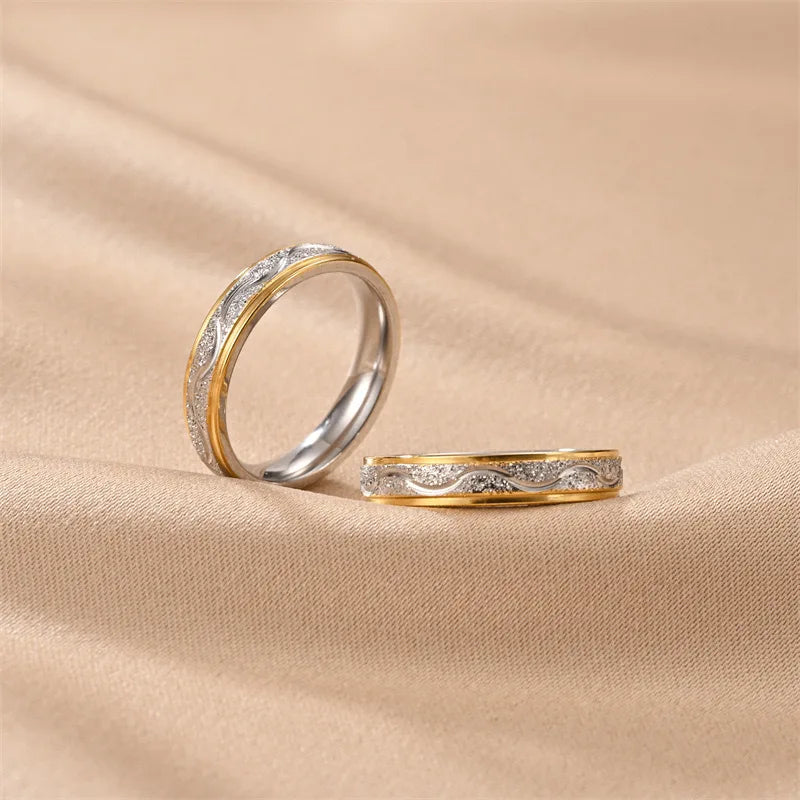 Hot Selling Stainless Steel Frosted Couple Rings For Women Men Jewelry Valentine's day Gifts Size 5-13