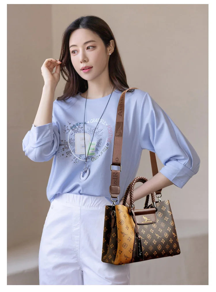 Elegant Women's Handbag Unique Handle Design Featuring a Stylish Pattern Spacious Interior  Adjustable Strap Functionality