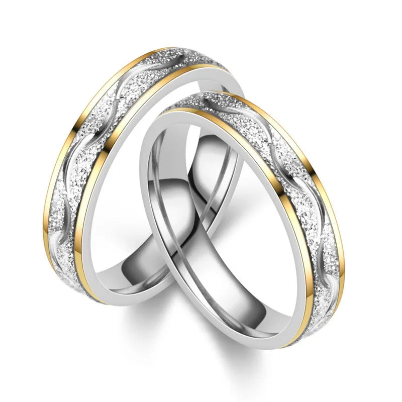 Hot Selling Stainless Steel Frosted Couple Rings For Women Men Jewelry Valentine's day Gifts Size 5-13