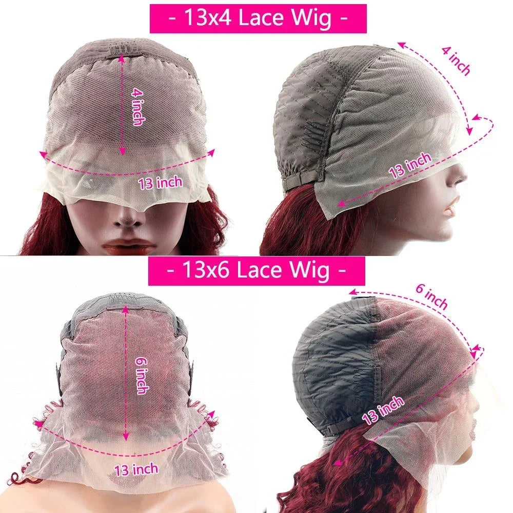 46 Inch 99J Deep Wave Wigs Highlight Colored 100% Human Hair 13x6 HD Transparent Lace Frontal Wigs Brazilian Hair Wigs For Women