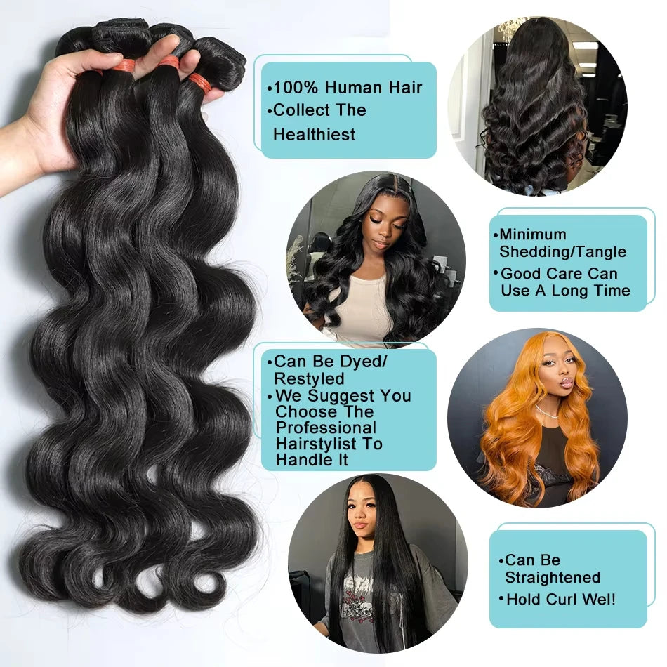 30 Inch Body Wave Bundles Human Hair 12A Brazilian Virgin Raw Hair Bundles 100% Human Hair Unprocessed Extensions Bundles Deals