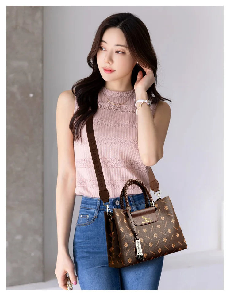 Elegant Women's Handbag Unique Handle Design Featuring a Stylish Pattern Spacious Interior  Adjustable Strap Functionality