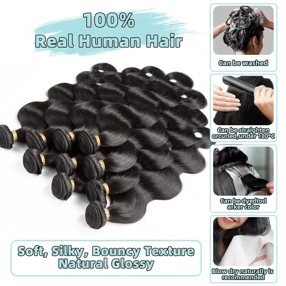 30 Inch Body Wave Bundles Human Hair 12A Brazilian Virgin Raw Hair Bundles 100% Human Hair Unprocessed Extensions Bundles Deals