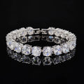 Luxury 8mm Round CZ silver color on hand Tennis Bracelet & Bangles For Women Jewelry Wedding Valentine's Day Gift S7217