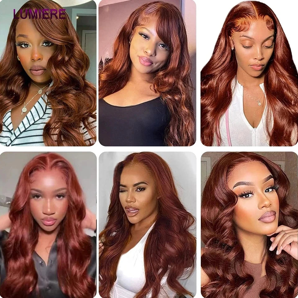 #33 Reddish Auburn Brown Body Wave Human Hair Bundles Virgin Raw Hair Extensions For Women Thick Double Weft And Wet For Women